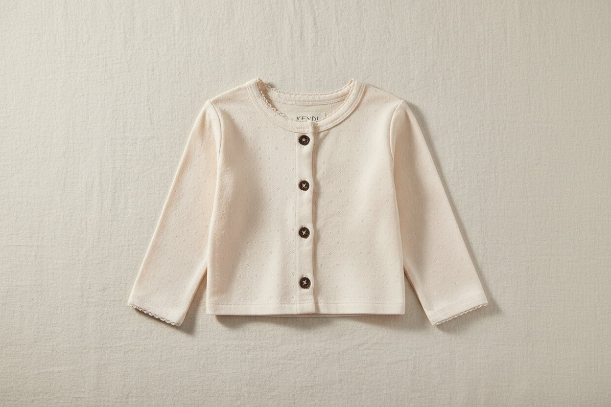 Clara Pointelle Button Down Cardigan