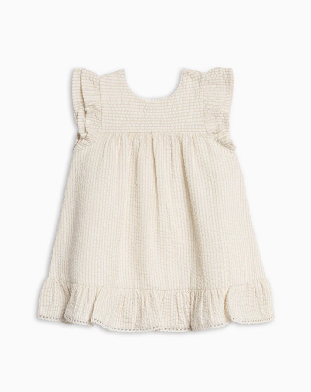 Lorena Seersucker Double Ruffle Sleeve Dress (Organic Cotton)