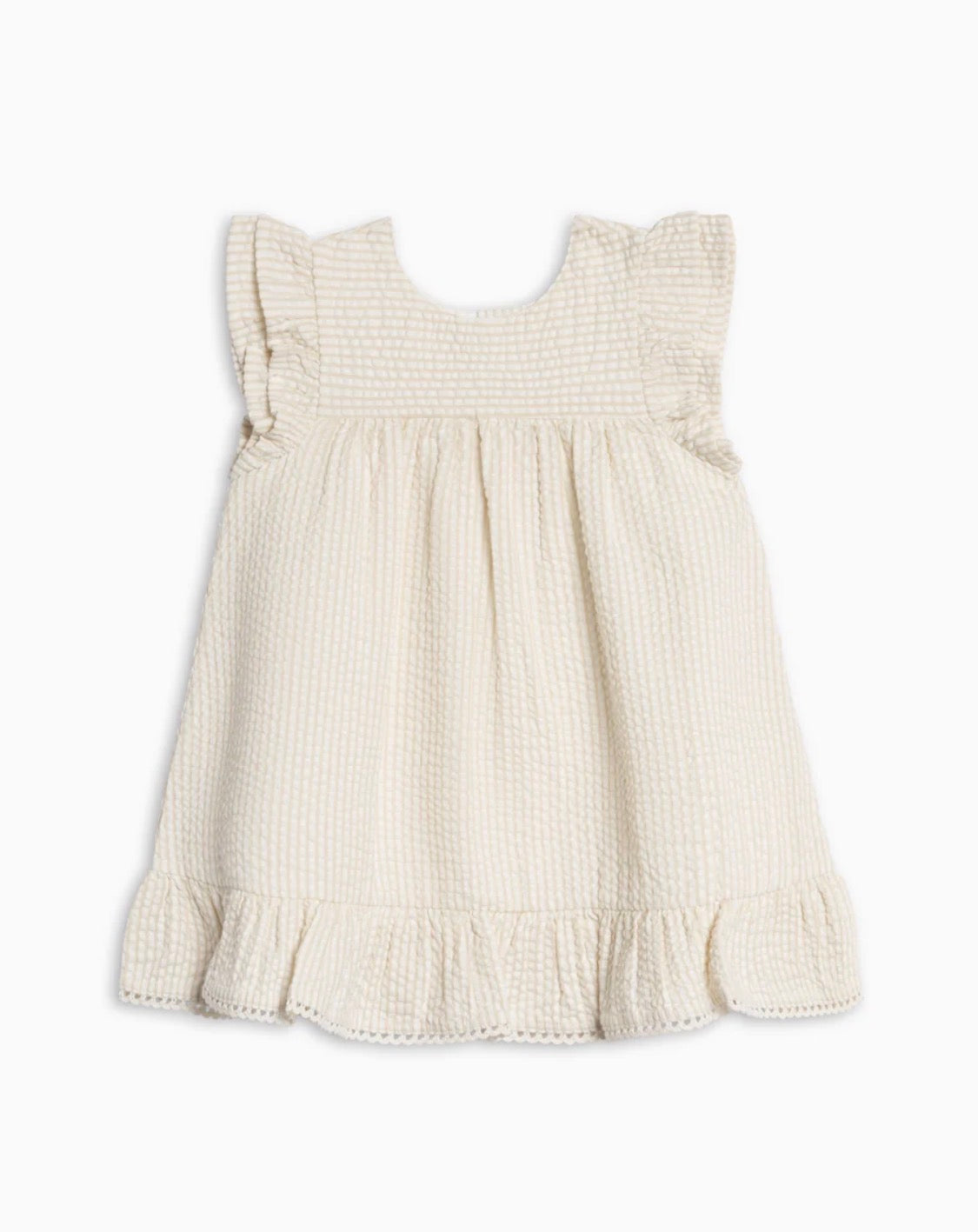 Lorena Seersucker Double Ruffle Sleeve Dress (Organic Cotton)