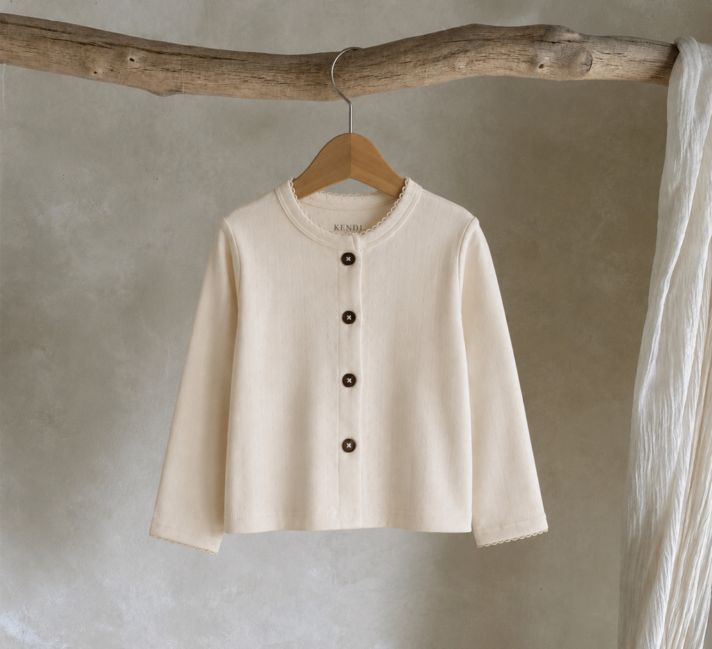 Clara Pointelle Button Down Cardigan